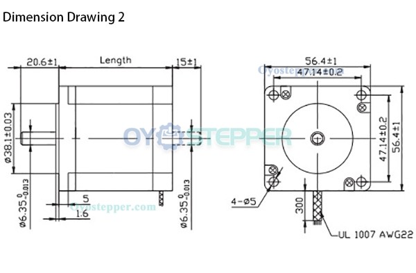 Oukeda NEMA23 Stepper Motor 1.8 Deg 12.35Ncm (17.48oz.in) 2 Phase 57 x 57mm D-Cut